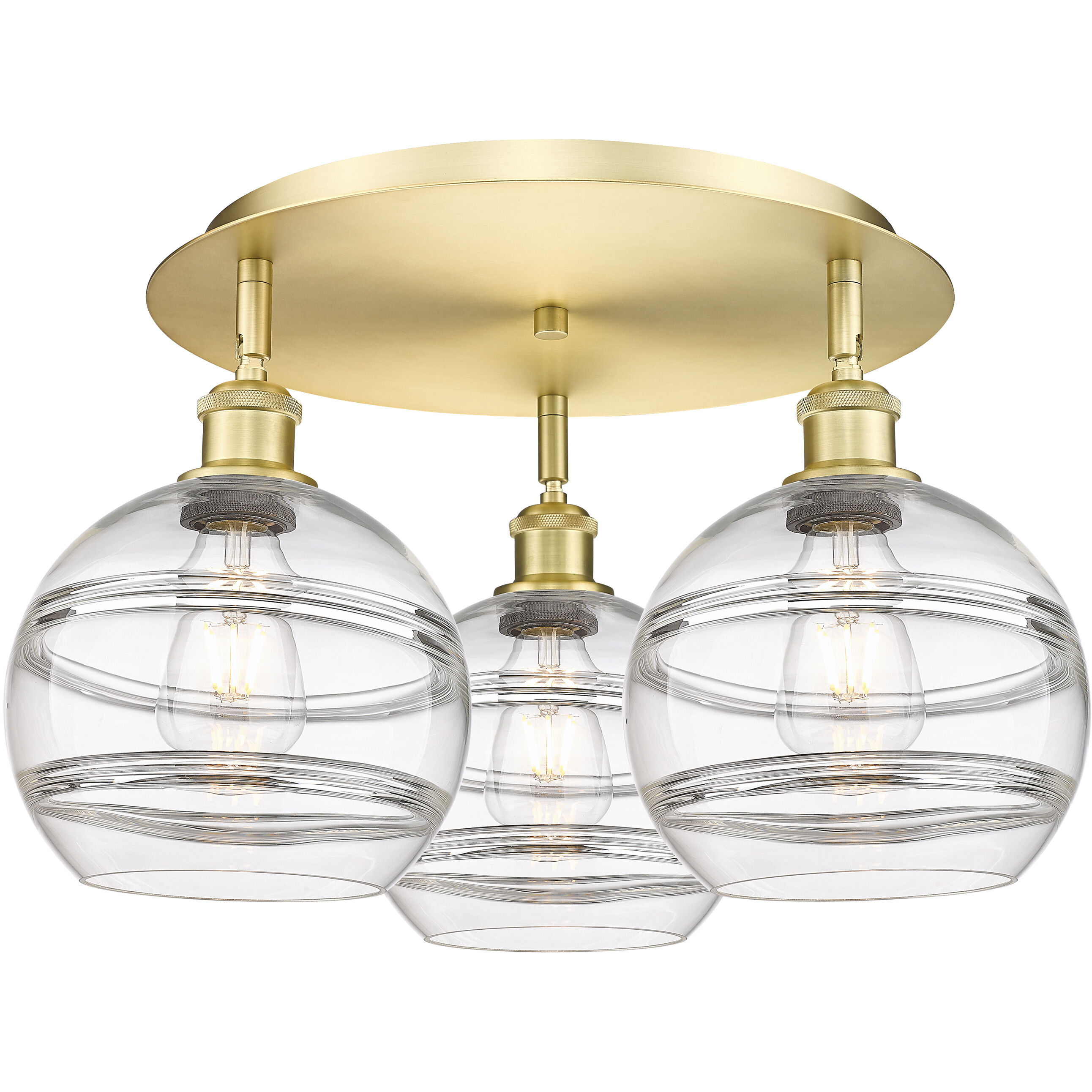 Ballston Rochester 3 Light 19.75 inch Satin Gold Flush Mount Ceiling Light