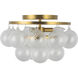 Alora Mood Faye 3 Light 17.75 inch Brushed Gold Semi-Flush Mount Ceiling Light in Clear Ribbed Glass