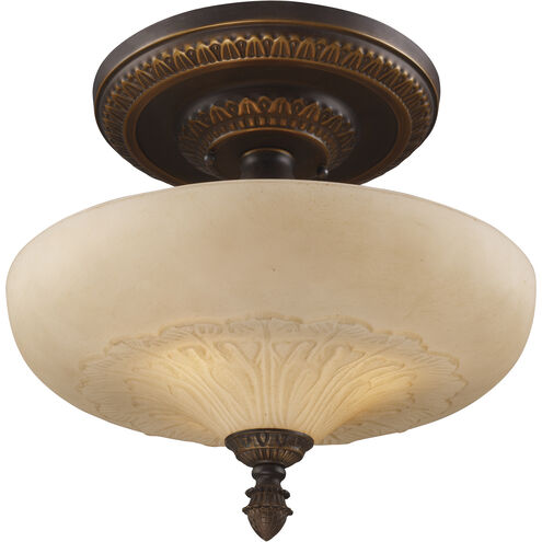 Restoration 3 Light 15 inch Golden Bronze Semi Flush Mount Ceiling Light