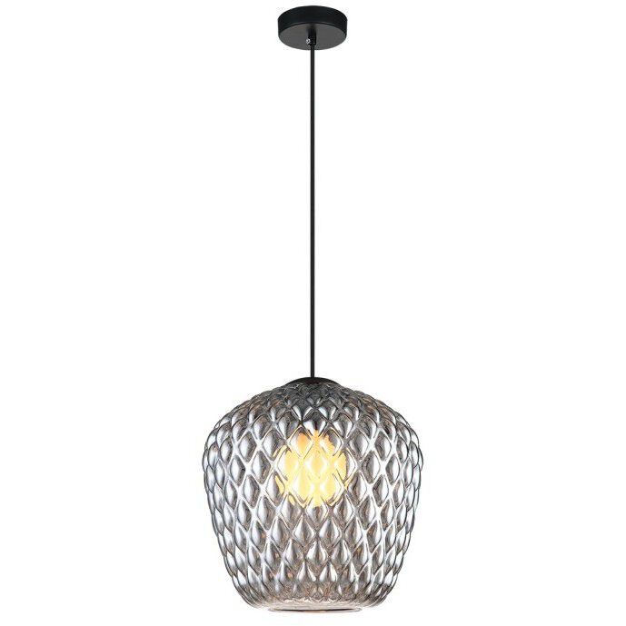 Quilted Gem 1 Light 9.88 inch Matte Black Pendant Ceiling Light in Smoke