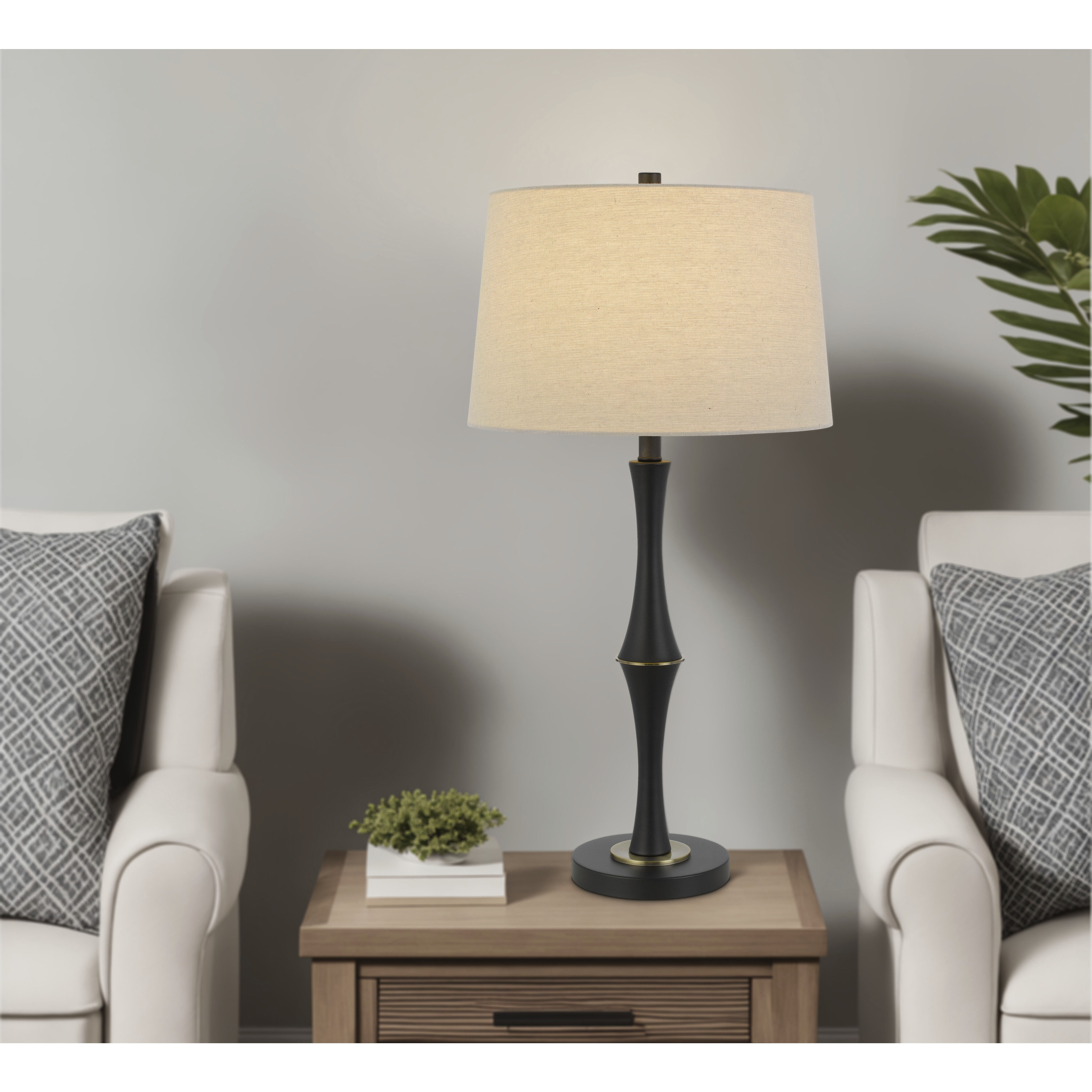 Salter 31 inch 150 watt Matte Black and Antique Brass Table Lamp Portable Light