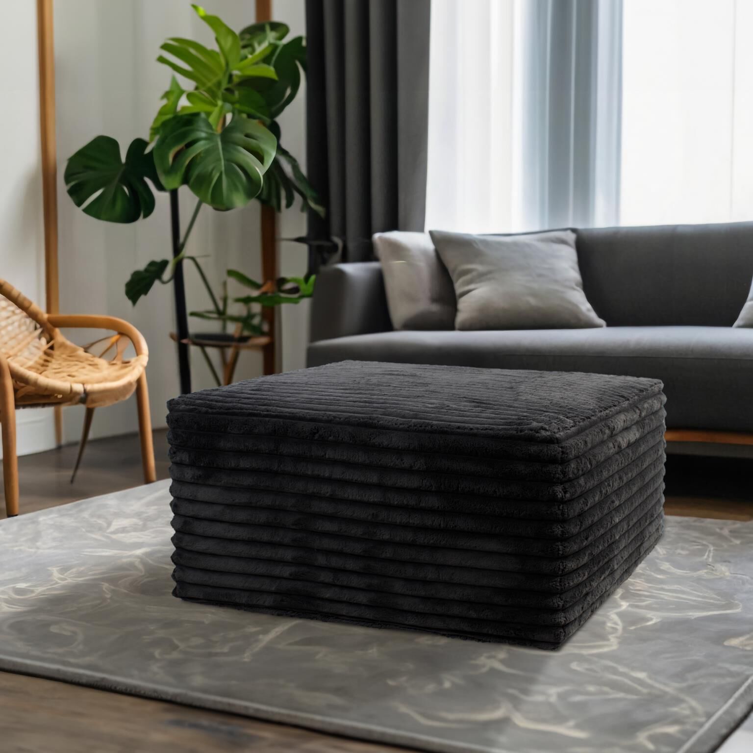 Shar Pei Universal 18 inch Black Ottoman