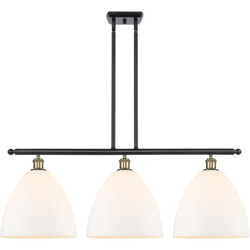Ballston Ballston Dome Island Light Ceiling Light in Black Antique Brass, Matte White Glass