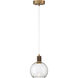 Port Nine LED 8 inch Antique Brushed Brass Pendant Ceiling Light in Clear