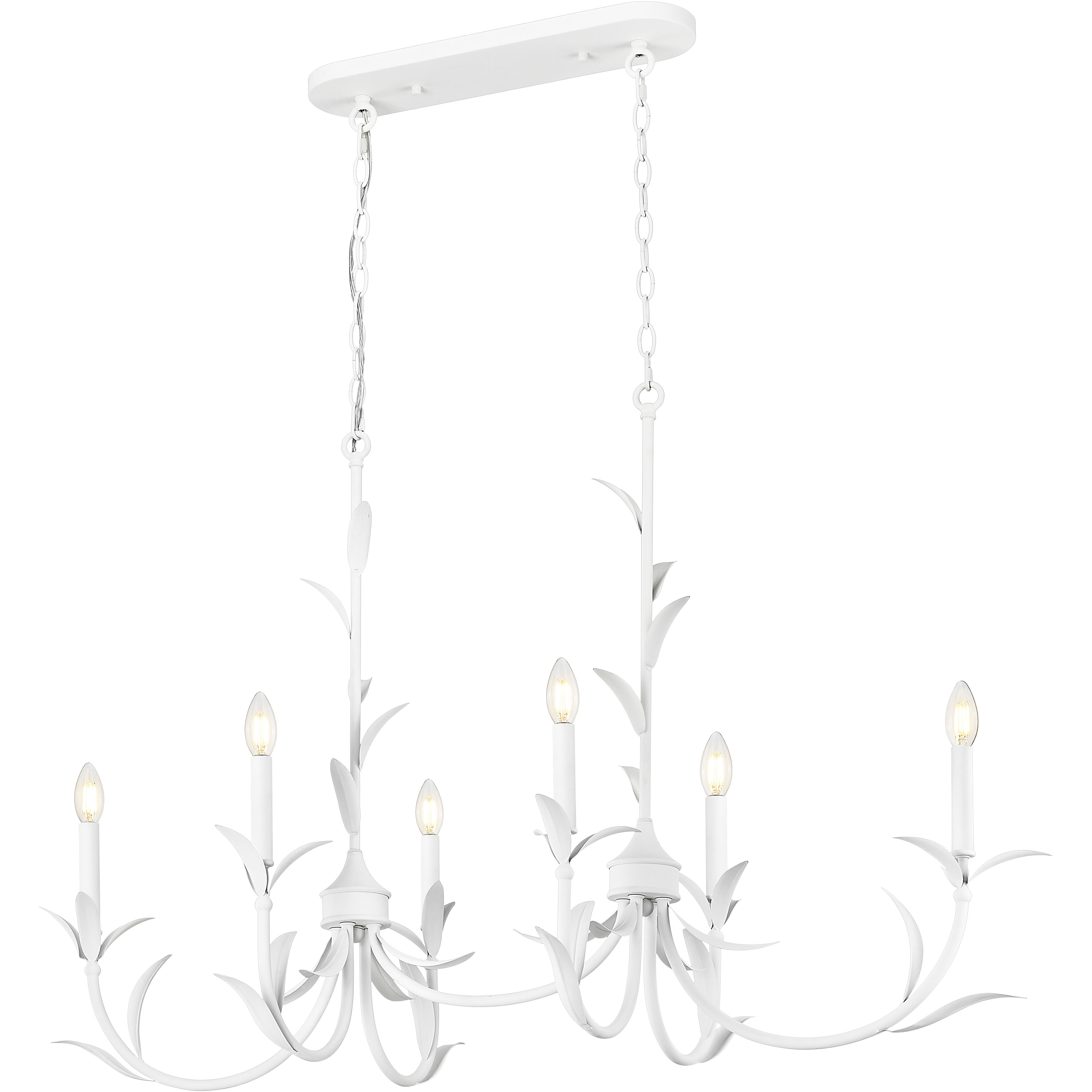 Aslin 6 Light 44 inch Textured White Linear Chandelier Ceiling Light