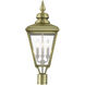 Adams 3 Light 26.75 inch Antique Brass with Brushed Nickel Finish Cluster Outdoor Large Post Top Lantern