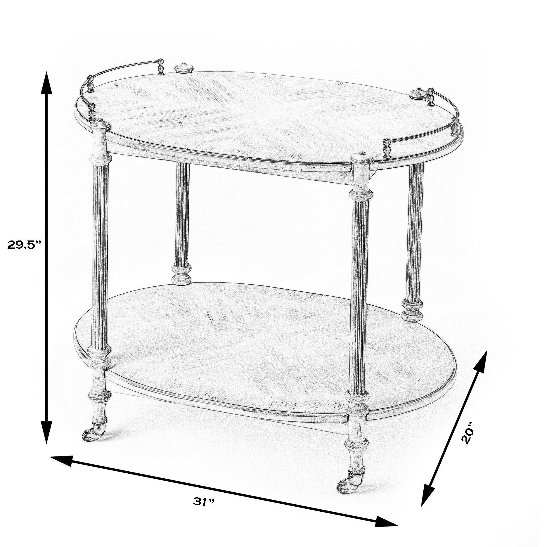 Kathleen 2 Tier Bar Cart in Gray