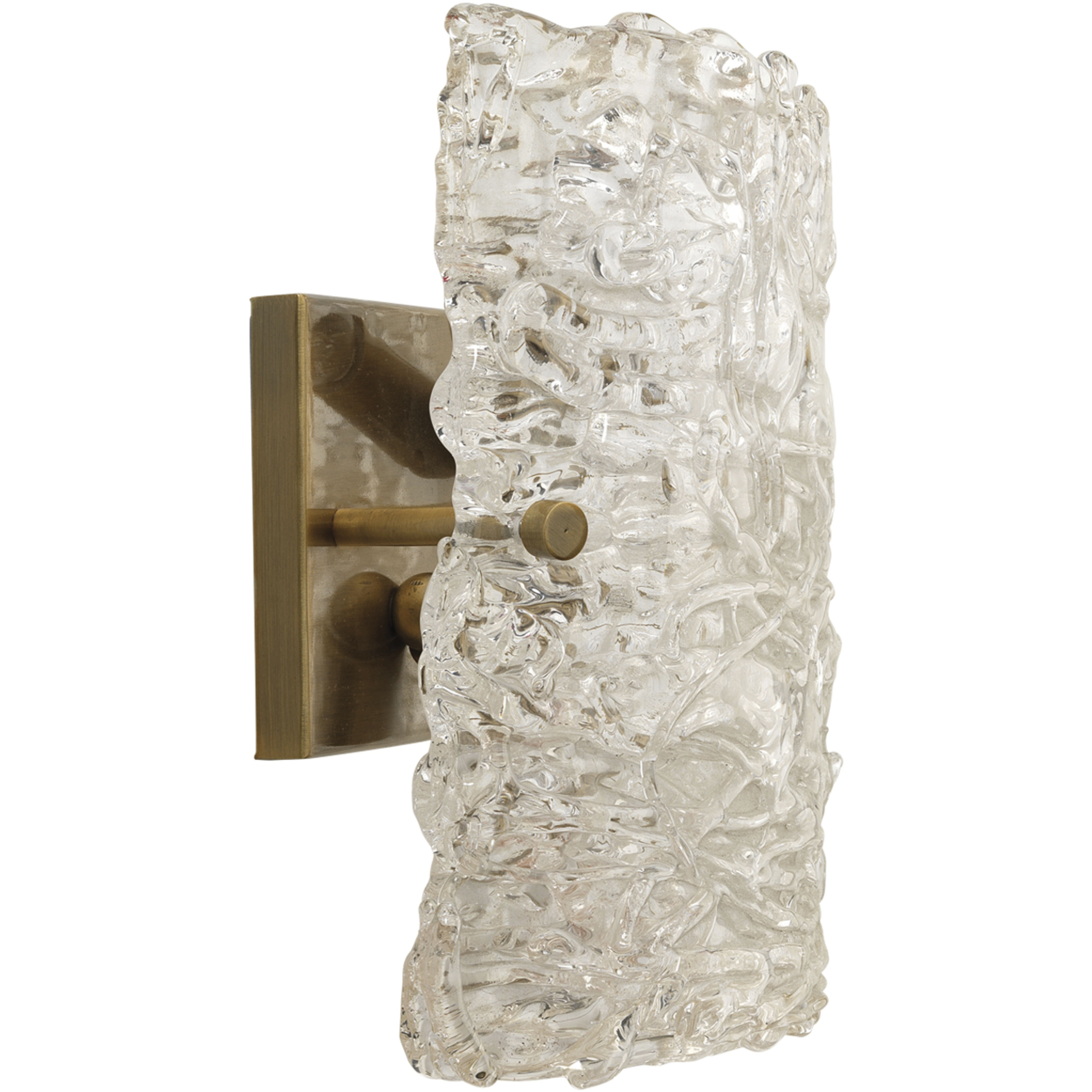 Swan Curved Glass 2 Light 12 inch Clear Textured Glass w/ Antique Brass Wall Sconce Wall Light