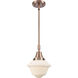 Franklin Restoration Small Oxford 1 Light 8 inch Antique Copper Mini Pendant Ceiling Light in Matte White Glass