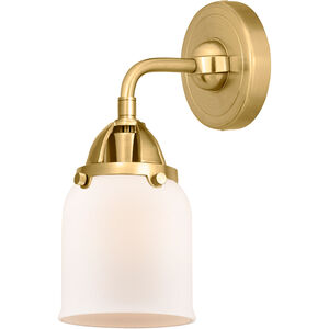 Nouveau 2 Small Bell LED 5 inch Satin Gold Sconce Wall Light in Matte White Glass