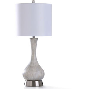 Chrystal 31 inch 150.00 watt Aged Egg Shell with Brushed Steel Table Lamp Portable Light