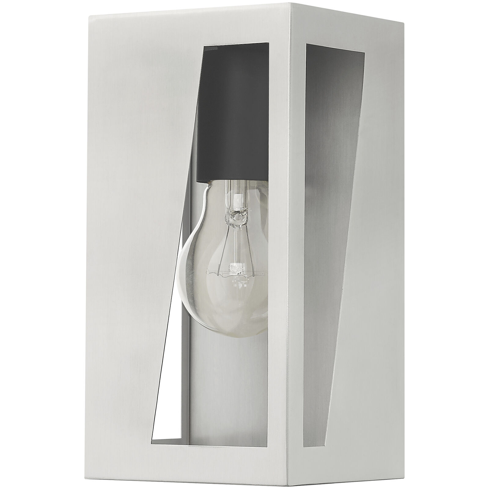 Forsyth 1 Light 8.5 inch Brushed Nickel with Black Finish Accents Outdoor Wall Lantern, Small