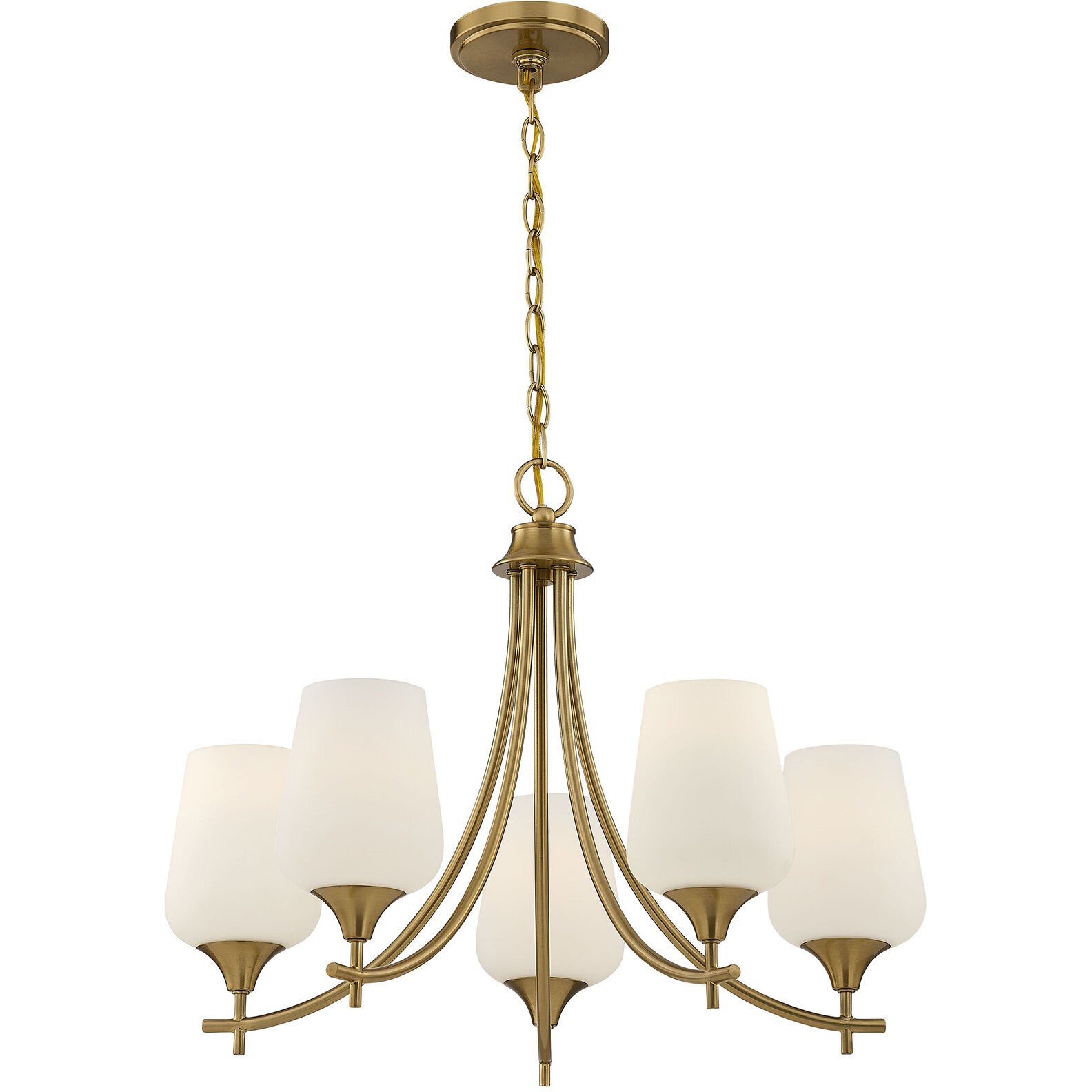 Octave 5 Light Warm Brass Chandelier Ceiling Light, Essentials
