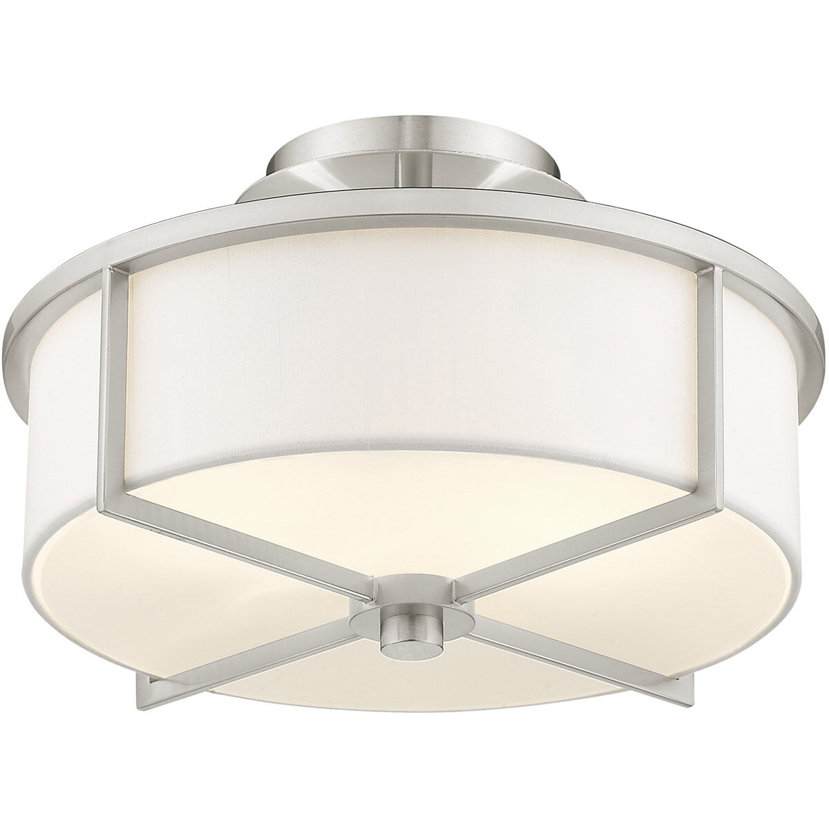 Wesley 2 Light 13 inch Brushed Nickel Semi-Flush Mount Ceiling Light