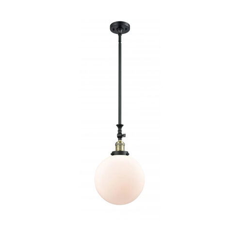 Franklin Restoration X-Large Beacon 1 Light 10 inch Black Antique Brass Mini Pendant Ceiling Light in Matte White Glass, Franklin Restoration