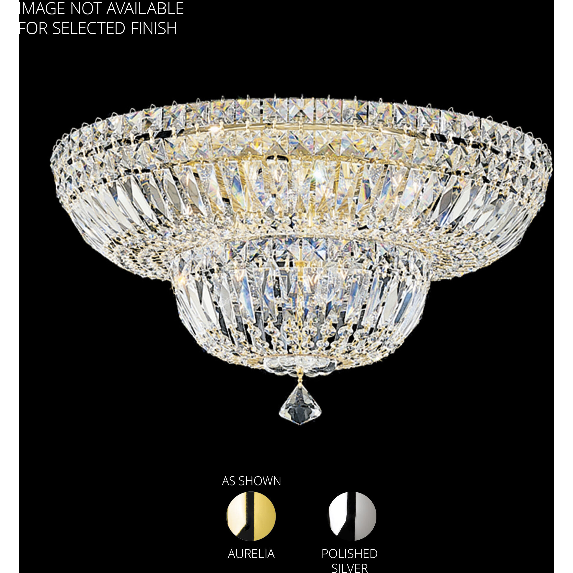 Petit Crystal Deluxe 9 Light Polished Silver Flush Mount Ceiling Light in Optic
