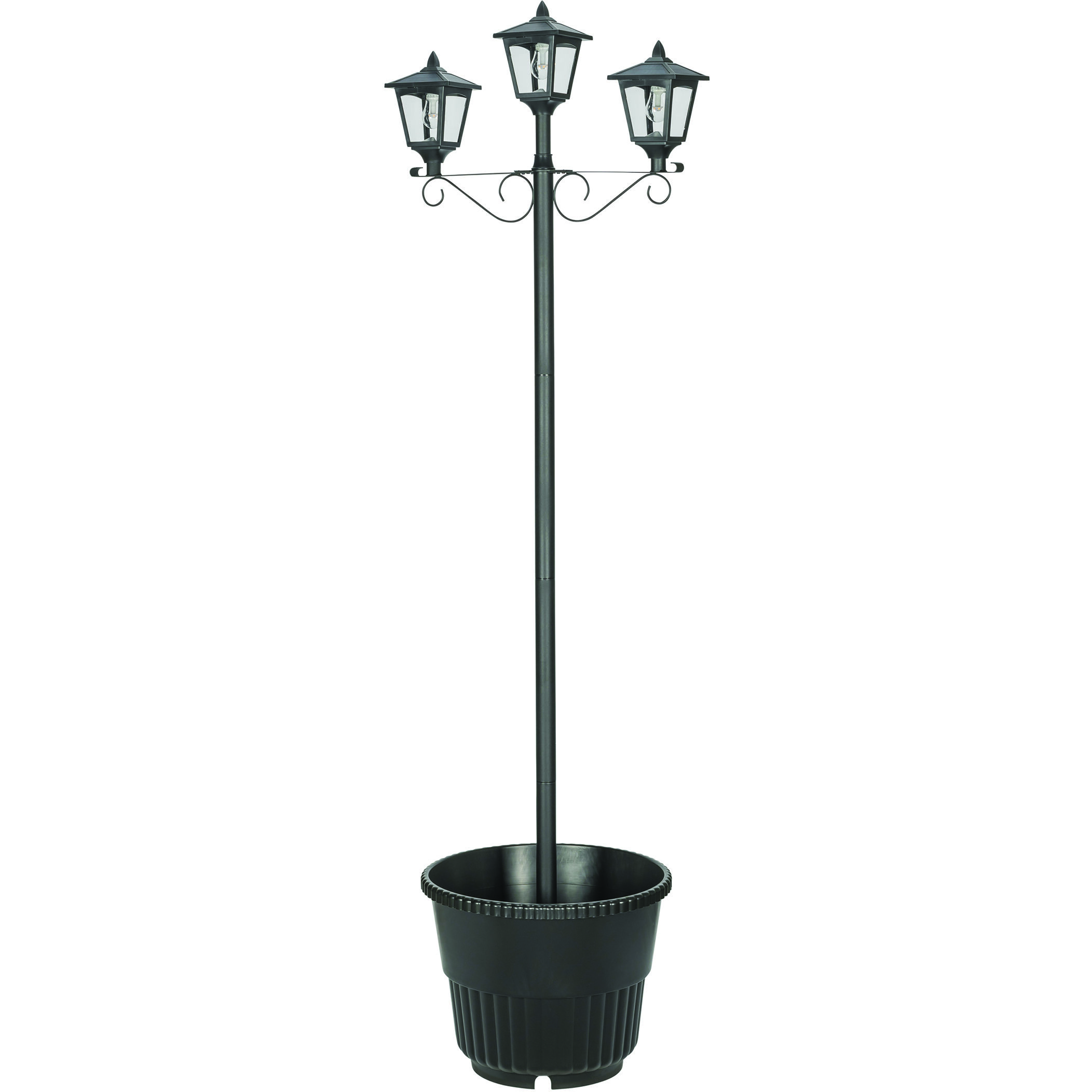Triple Head 3 Light 78.5 inch Black Post Light, Solar