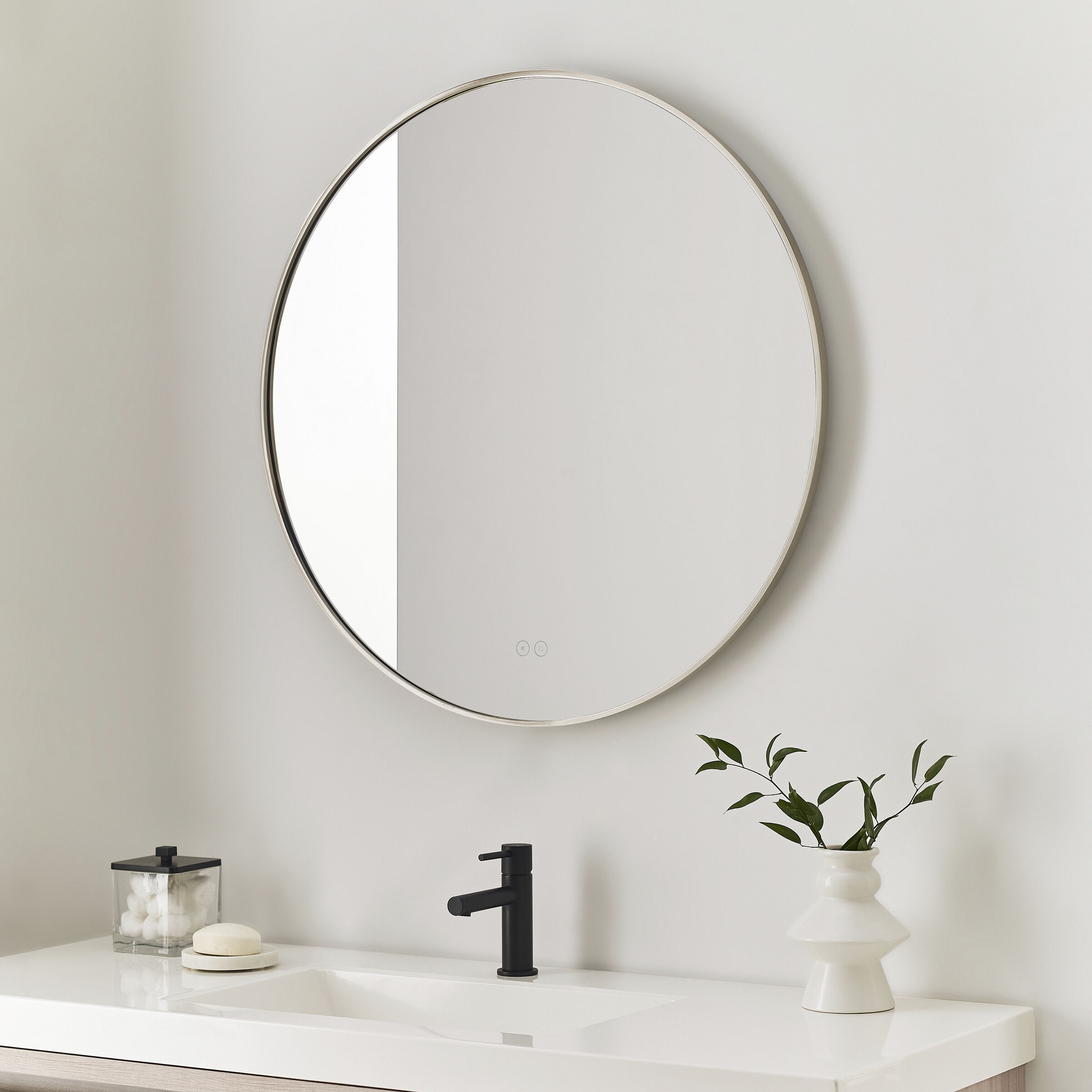 Cadre 30 X 30 inch Brushed Nickel Backlit Wall Mirror