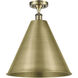 Ballston Cone LED 16 inch Antique Brass Semi-Flush Mount Ceiling Light