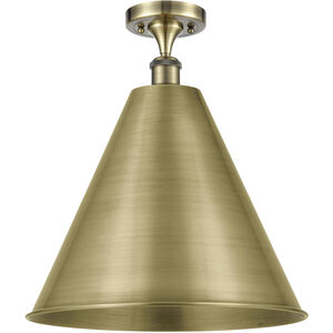 Ballston Cone LED 16 inch Antique Brass Semi-Flush Mount Ceiling Light