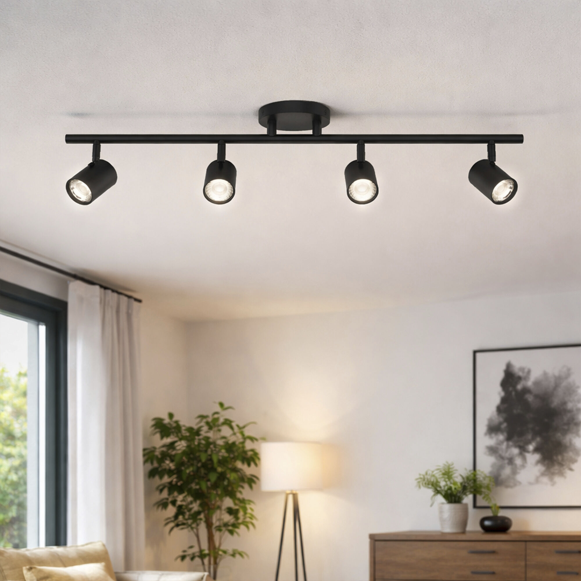 Pipe 4 Light 120 Black Track Lighting Ceiling Light, WAC Limited