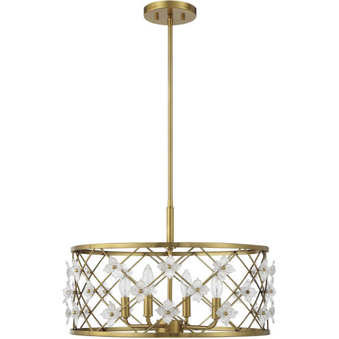 Bailey 4 Light 20 inch Warm Brass Convertible Semi-Flush or Pendant Ceiling Light