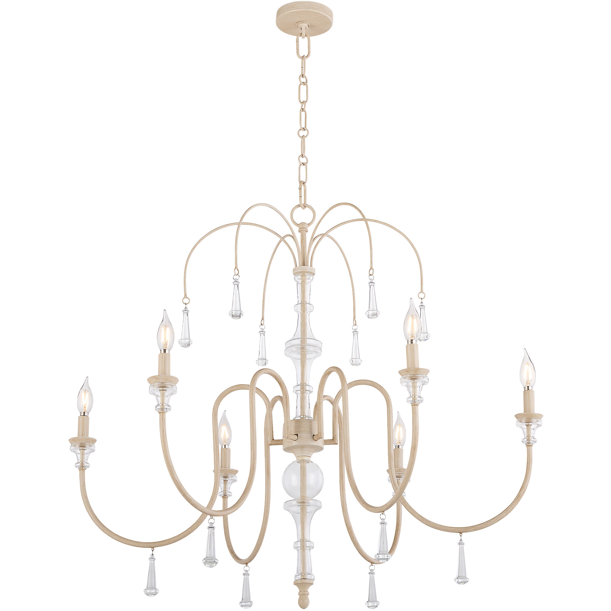 Clasica 6 Light 36 inch Washed Oak Chandelier Ceiling Light