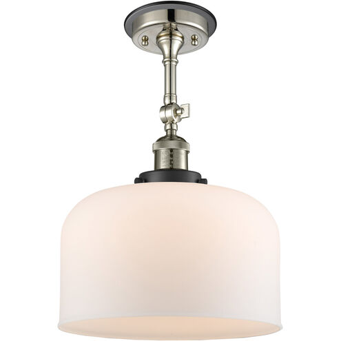 Franklin Restoration X-Large Bell 1 Light 12 inch Polished Nickel/Matte Black Semi-Flush Mount Ceiling Light in Matte White Glass