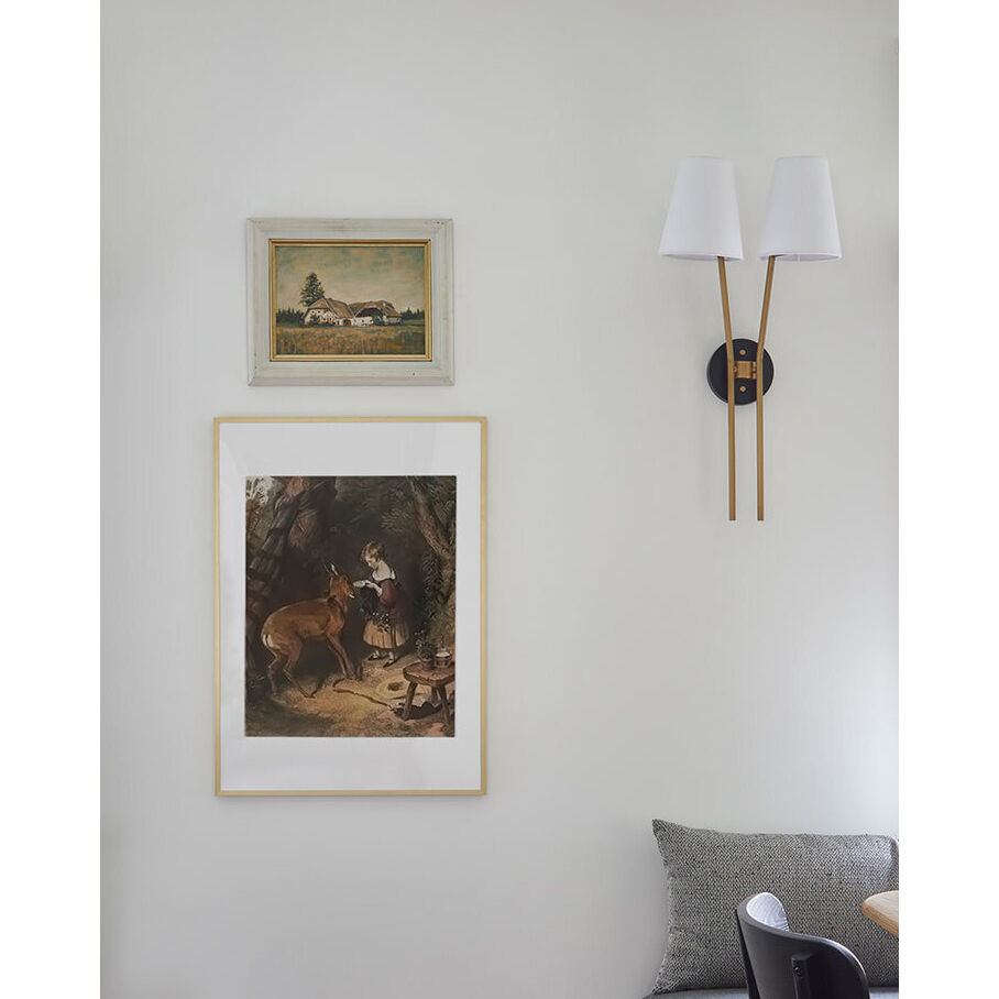 Aston 2 Light 13.5 inch Heritage Brass with Black Indoor Wall Sconce Wall Light