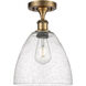 Ballston Dome LED 9 inch Brushed Brass Semi-Flush Mount Ceiling Light in Seedy Glass