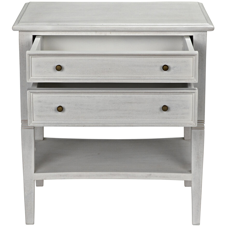 Oxford 30 X 28 inch White Wash Side Table, 2 Drawer