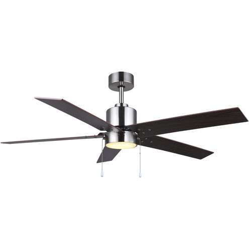 Rhonda 52 inch Brushed Nickel with Brown Blades Ceiling Fan