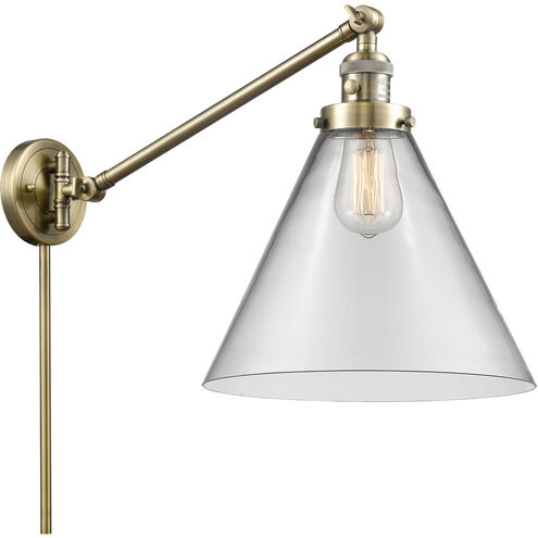 X-Large Cone 16 inch 60.00 watt Antique Brass Swing Arm Wall Light, Franklin Restoration