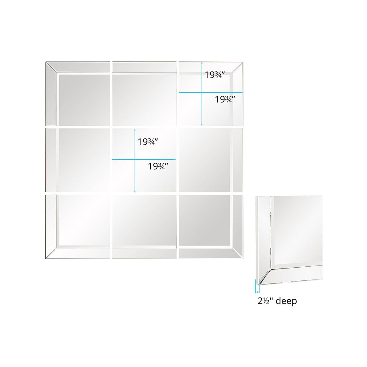 Grid 19 X 19 inch Mirrored Wall Mirror 