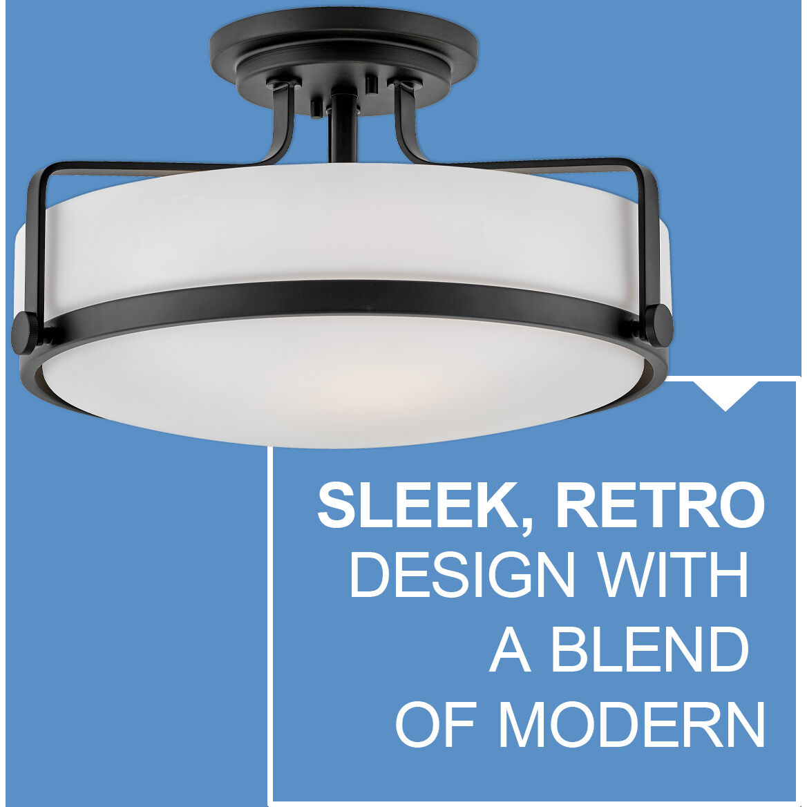 Harper 3 Light 18 inch Black Indoor Semi-Flush Mount Ceiling Light in White