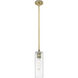 Downtown Urban Crown Point 1 Light 3.88 inch Brushed Brass Pendant Ceiling Light in Clear