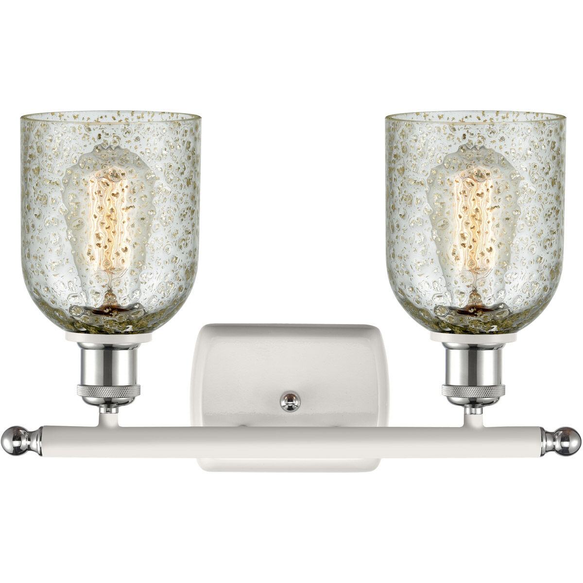 Ballston Caledonia 2 Light 16 inch White and Polished Chrome Bath Vanity Light Wall Light in Mica Glass, Ballston