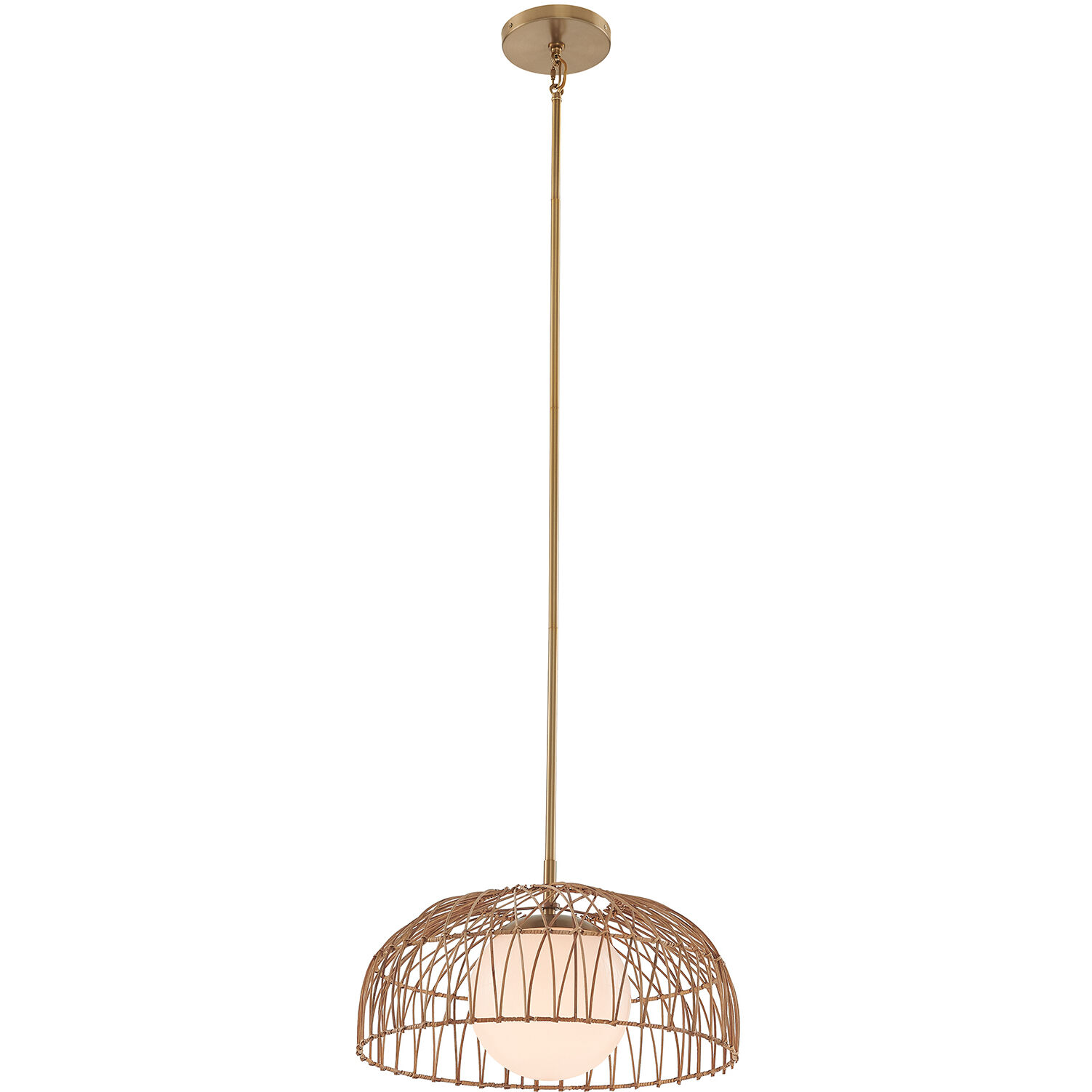 Bohemian 1 Light 18 inch Natural Brass Convertible Pendant or Semi-Flush Ceiling Light, Pendant or Semi-Flush