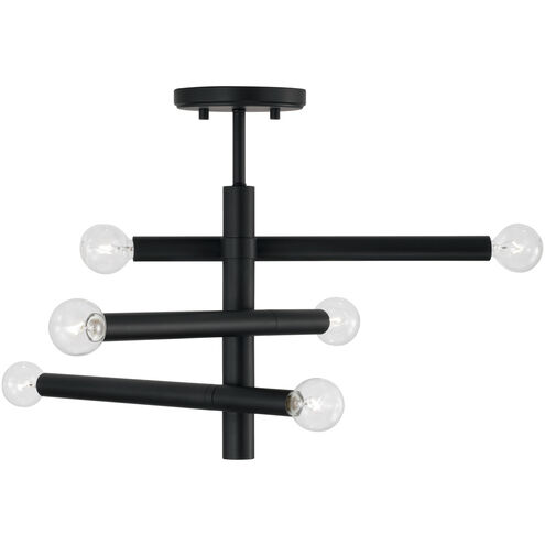 Zane 6 Light 20.5 inch Matte Black Semi-Flush Ceiling Light
