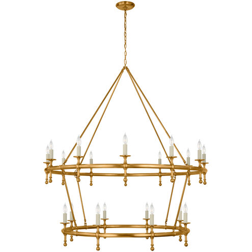 Chapman & Myers Classic LED 54.5 inch Antique-Burnished Brass Two-Tier Ring Chandelier Ceiling Light