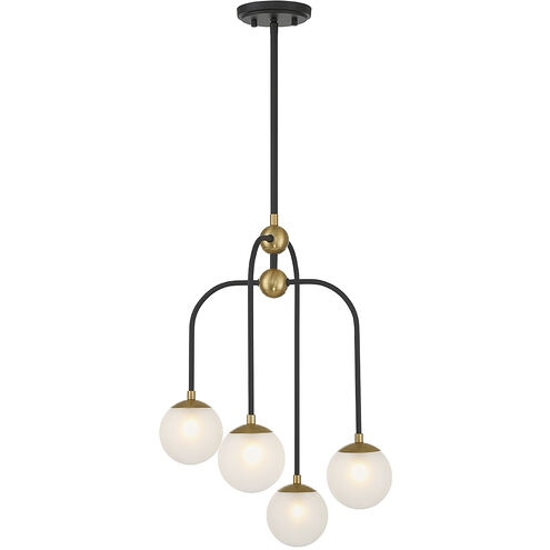 Couplet 4 Light 16 inch Black with Warm Brass Accents Chandelier Ceiling Light