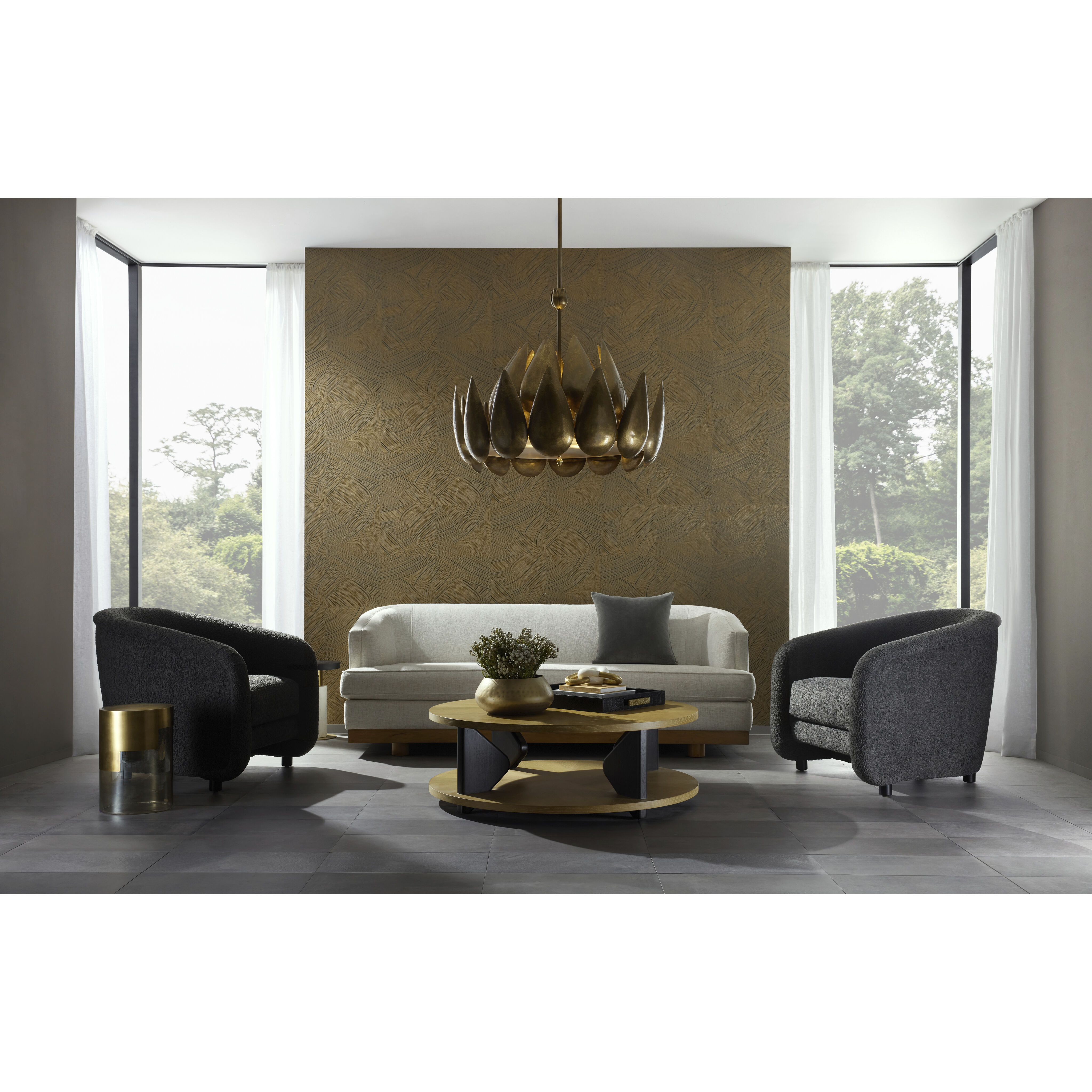 Anastasia 40 inch Hammered Brass Chandelier Ceiling Light