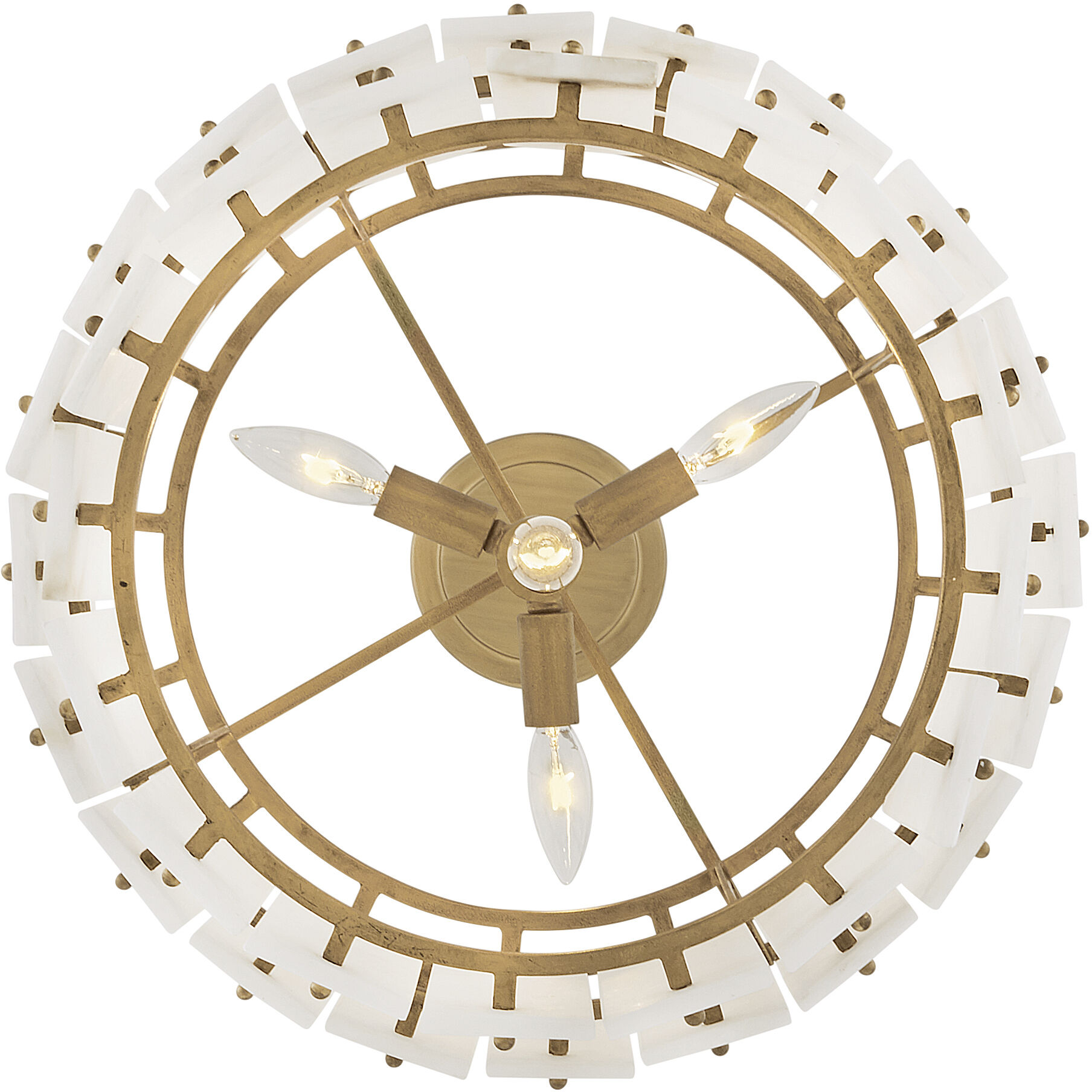 Simone LED 17.5 inch Burnished Gold Foyer Ceiling Light in Alabaster, Semi-flush Mount