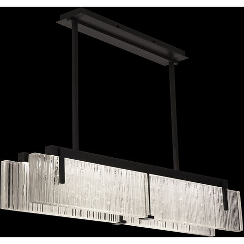 Terra 4 Light 52.25 inch Black Pendant Ceiling Light in Rake Cast Glass