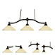 Chance 3 Light 50 inch Bronze Billiard Ceiling Light in Angular Golden Mottle Glass