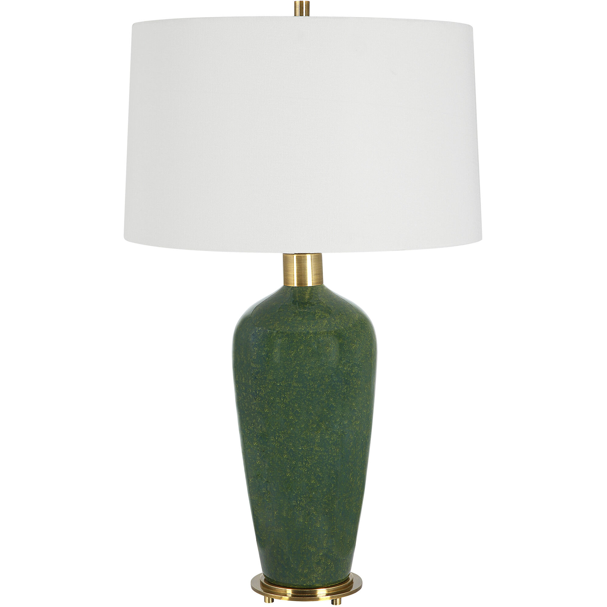 Verdell 29 inch 150.00 watt Mottle Dark Mossy Green Glaze and Antiqued Brass Table Lamp Portable Light