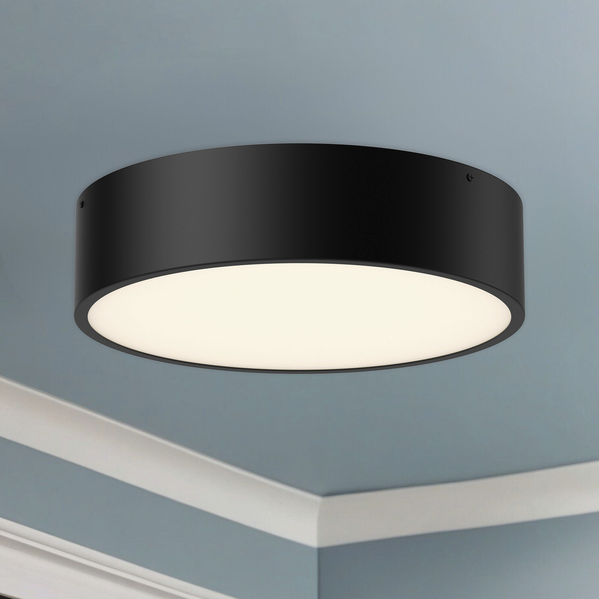 Alora Mood Brisbane 3 Light 16 inch Matte Black Flush Mount Ceiling Light