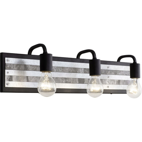 Abbey Rose 3 Light 26 inch Black and Galvanized Bath Vanity Light Wall Light