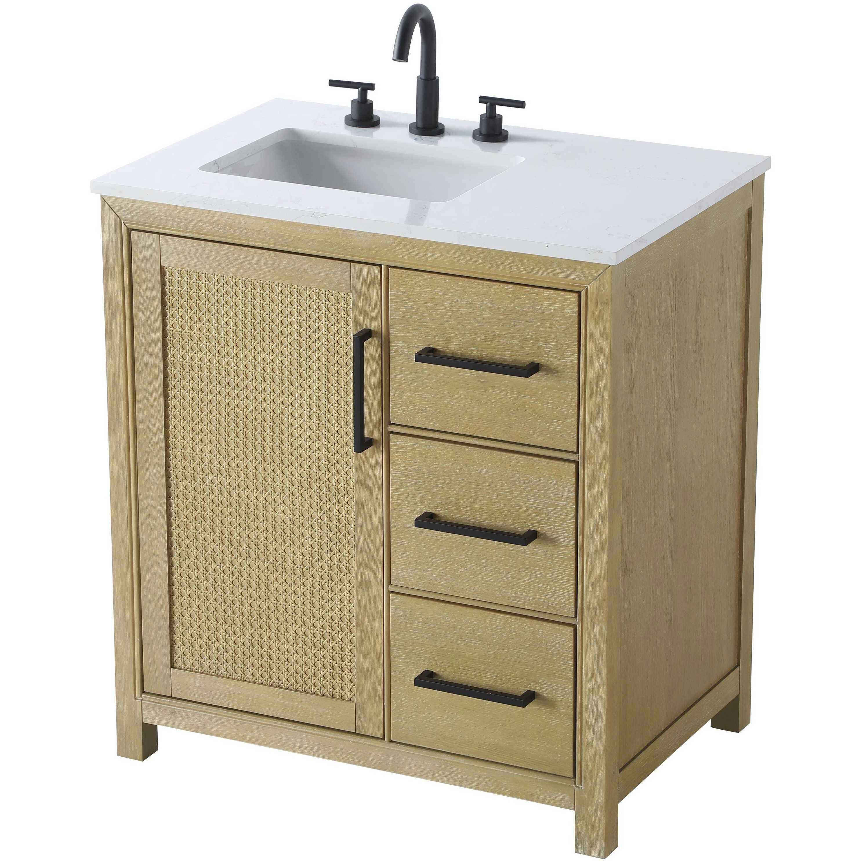 Alina 32 X 34 inch Linen Oak Bathroom Vanity Cabinet