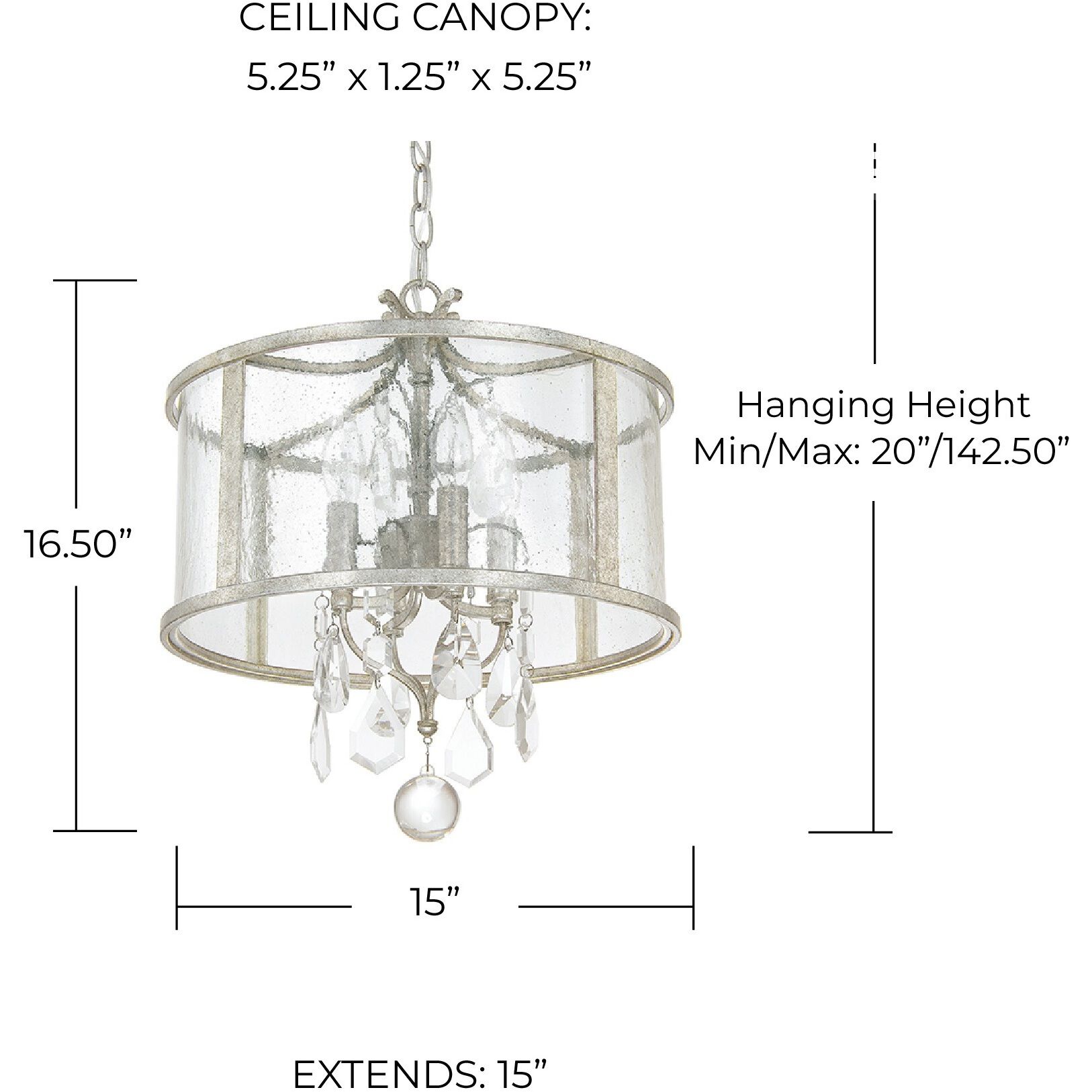 Blakely 4 Light 15 inch Antique Silver Pendant Ceiling Light